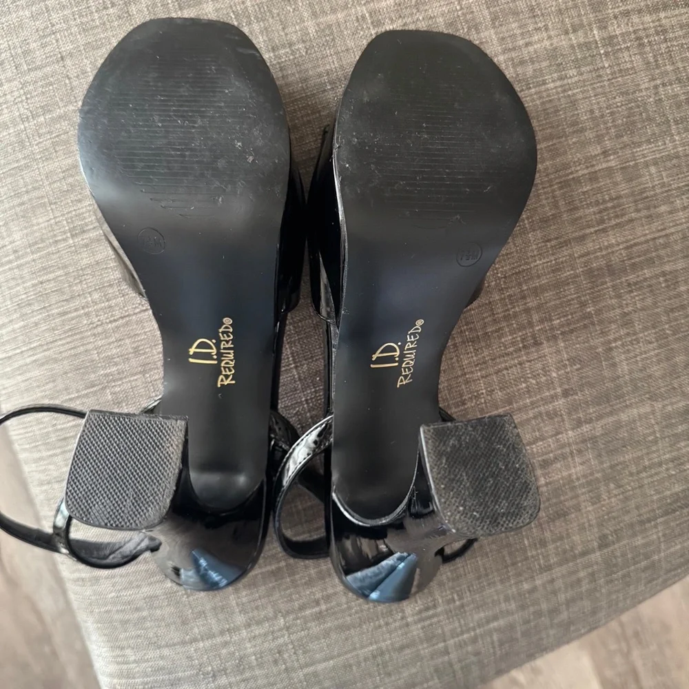 I.D Required Black Patent Heels | Ankle Strap | Size 7.5 M Platform Party